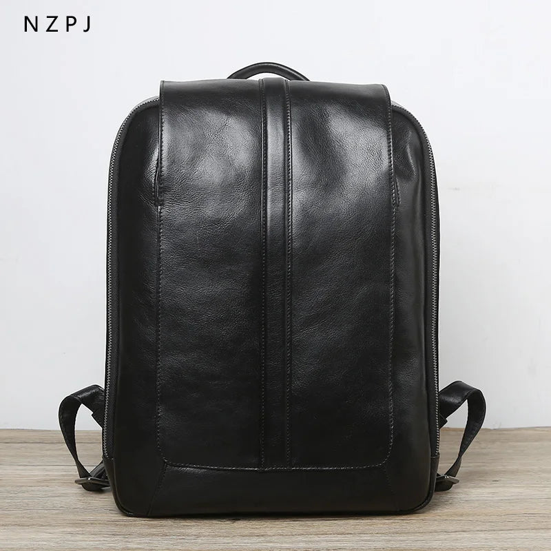 Men's Vintage Leather Backpack | High Capacity Computer Bag