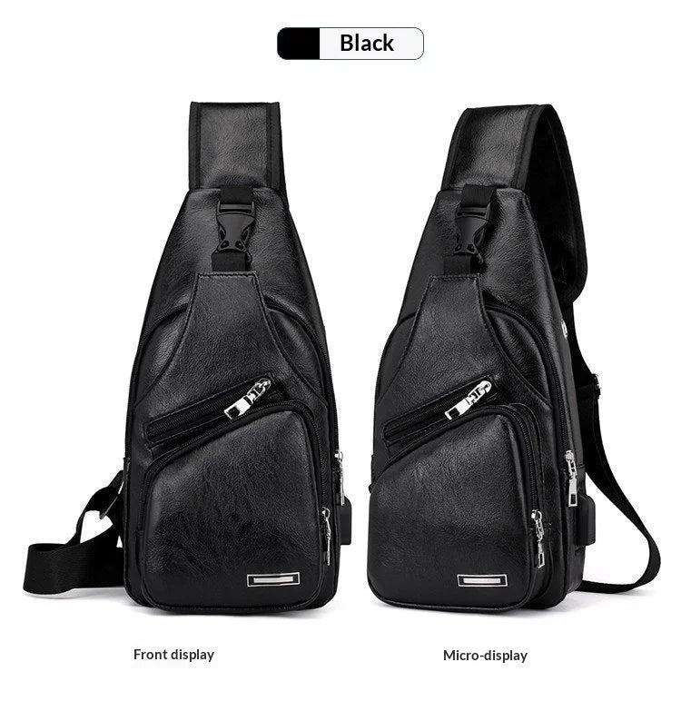 Men's Casual PU Crossbody Bag | Multi-Functional USB Charging