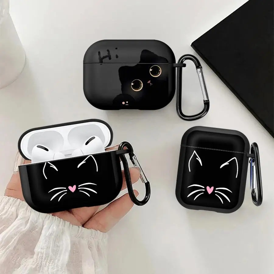 Bonitas fundas para auriculares con orejas de gato | Protección elegante para tus AirPods