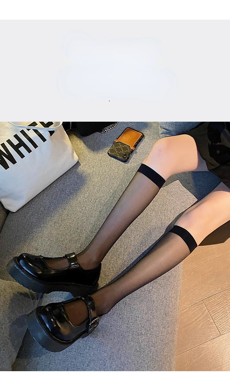 Ultra-Thin Transparent Nylon Mesh Stockings | Summer Knee High Socks