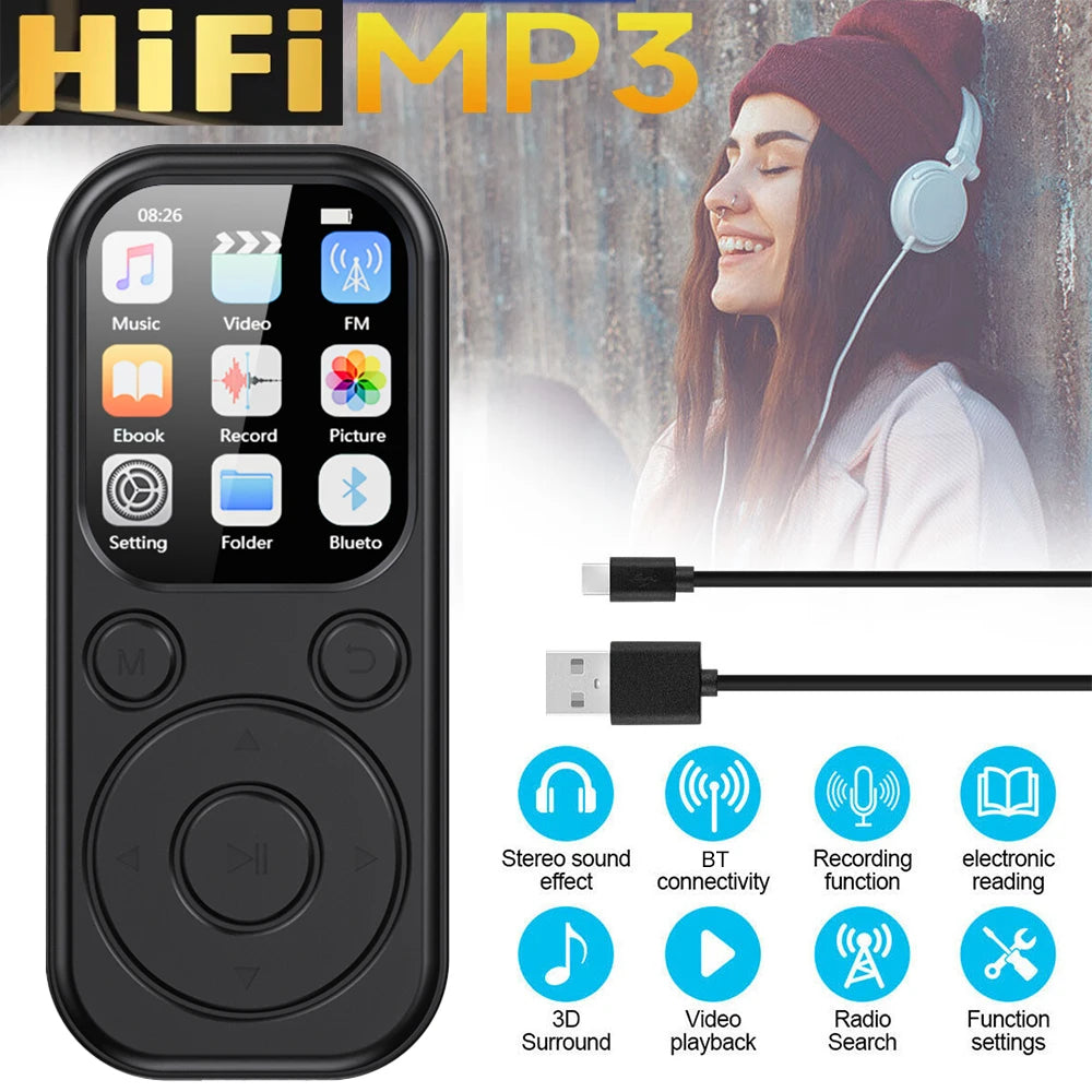 Compact MP3 MP4 Music Player | Bluetooth, Alarm Clock & E-Book