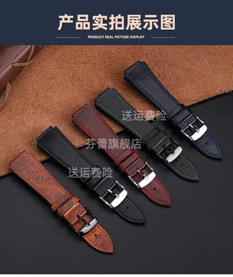 Retro Genuine Leather Watchband | Vintage Men's Bracelet 18MM