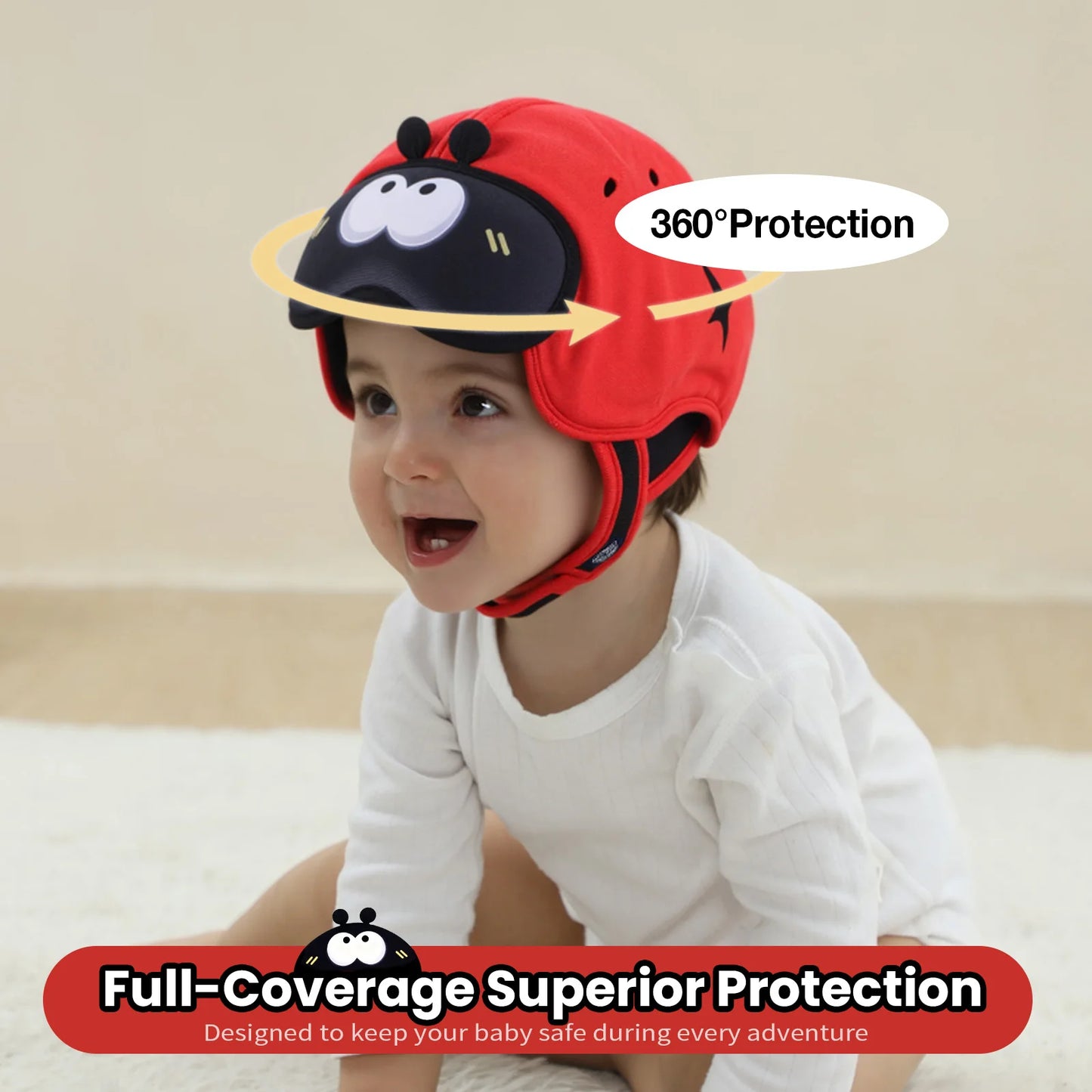 Cute Ladybug Baby Helmet | Safe Anti-Shock Headgear for Infants