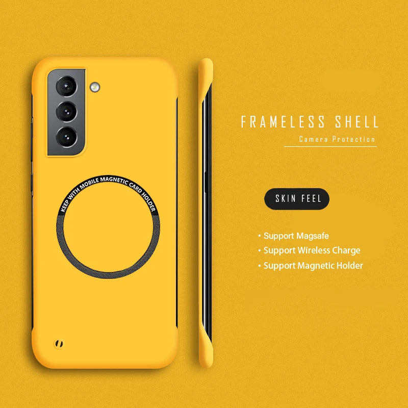 Slim Frameless Phone Case For Samsung S26 S25 Edge S24 S23 FE S22 Plus NOTE 20 Ultra Magsafe Magnetic Matte Cover