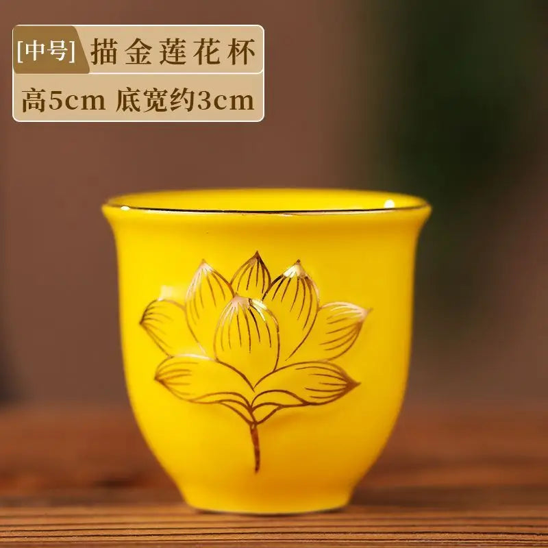 Lotus Cup Relief Ceramic Tea Cup | Elegant Guanyin Tea Set