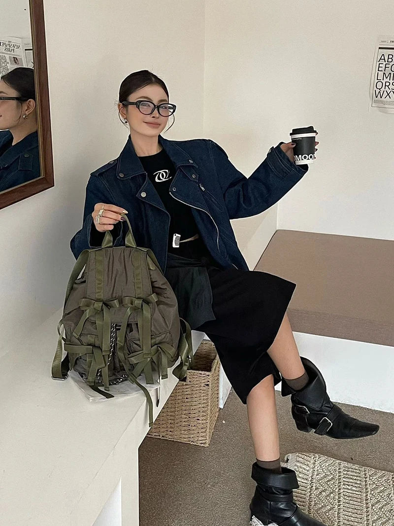 Fashion Y2K Bow Casual Backpack | High-Quality Nylon Shoulder Bag