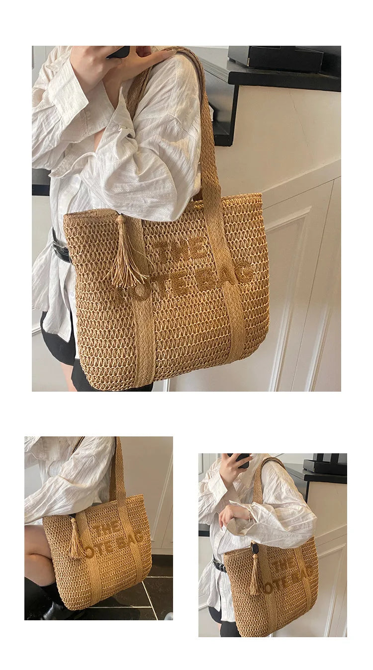 Hand-Woven Summer Handbags | Large Capacity Tote with Tassel