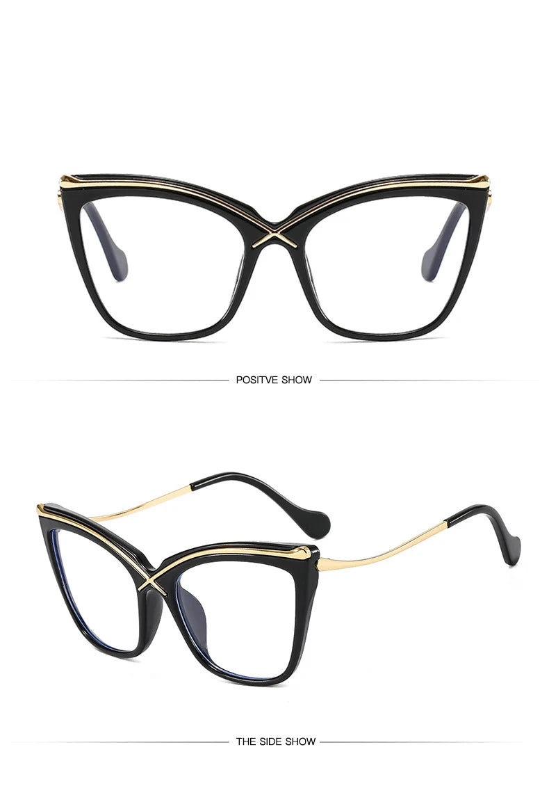 Trendy Oversized Cat Eye Eyeglasses | Vintage Blue Light Blockers