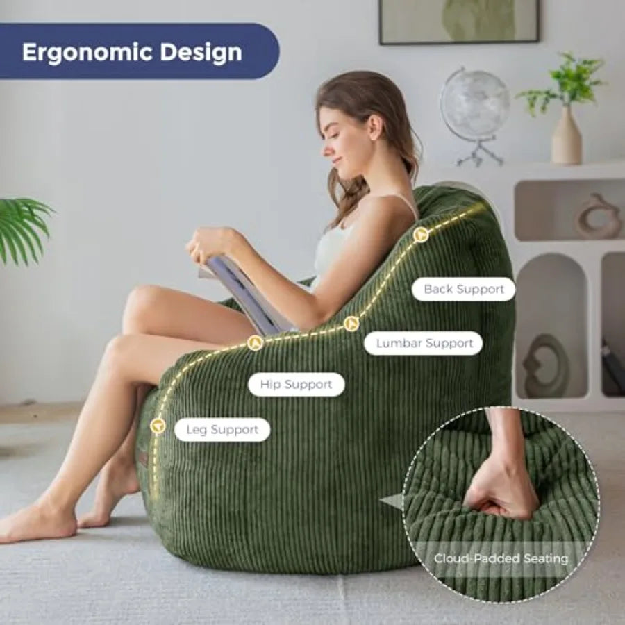 Dark Green Bean Bag Chair | Ultimate Cozy Floor Sofa