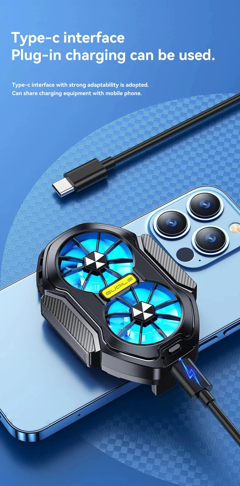 Dual Fan Mobile Phone Cooler | Rechargeable Strong Cooling Clip