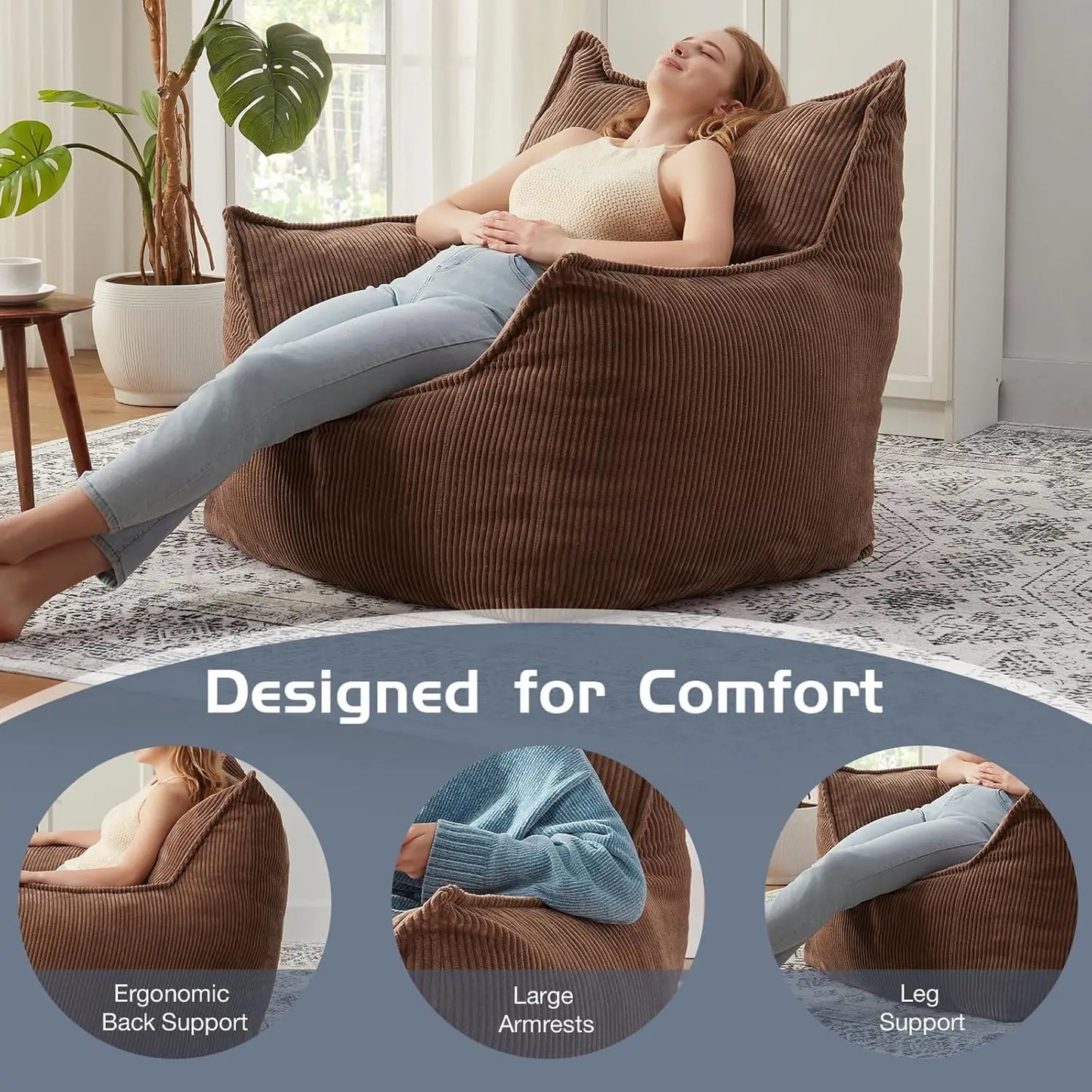 Comfy Giant Bean Bag Chair Sofa for Adults and Teens
