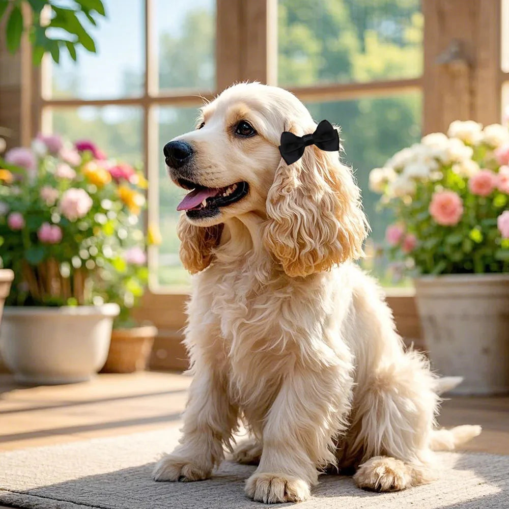Stylish Pet Hair Clips | 2PCS Elegant Dog Bows with Metal Clip