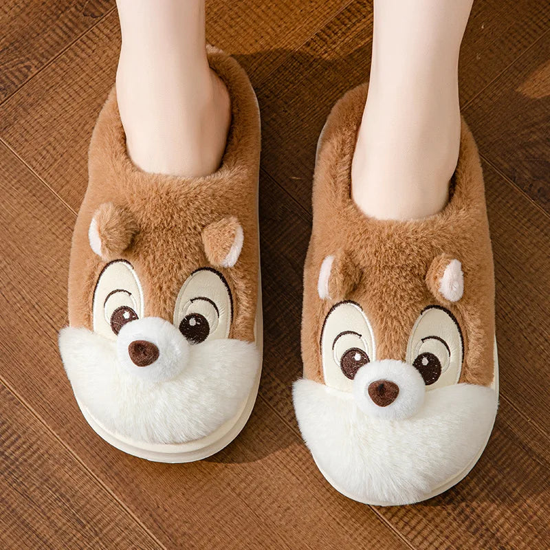 Women's Cozy Cartoon Plush Corduroy Slippers | Fun Indoor Footwear