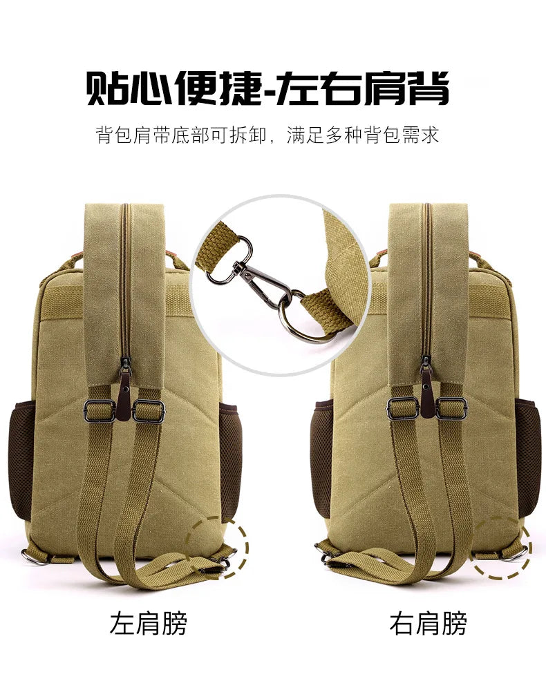 Multifunctional Canvas Chest Bag | Sleek Travel Companion