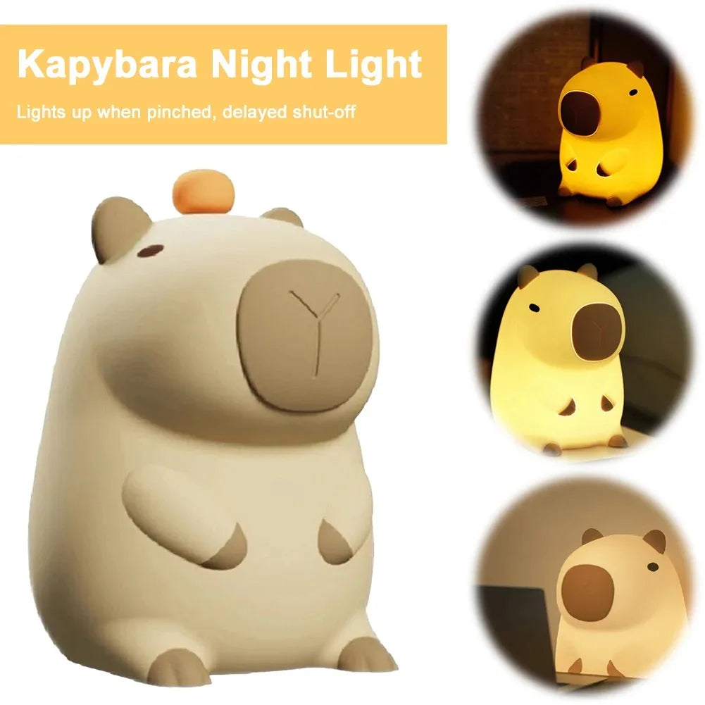 Adorable Capybara Night Light | Rechargeable Kids Touch Lamp