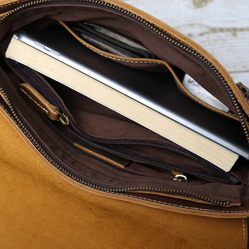 Retro Cowhide Men's Crossbody Bag | Handmade Leather Messenger