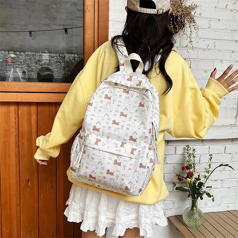 Cute Dachshund Print College Backpack | Stylish and Spacious Design