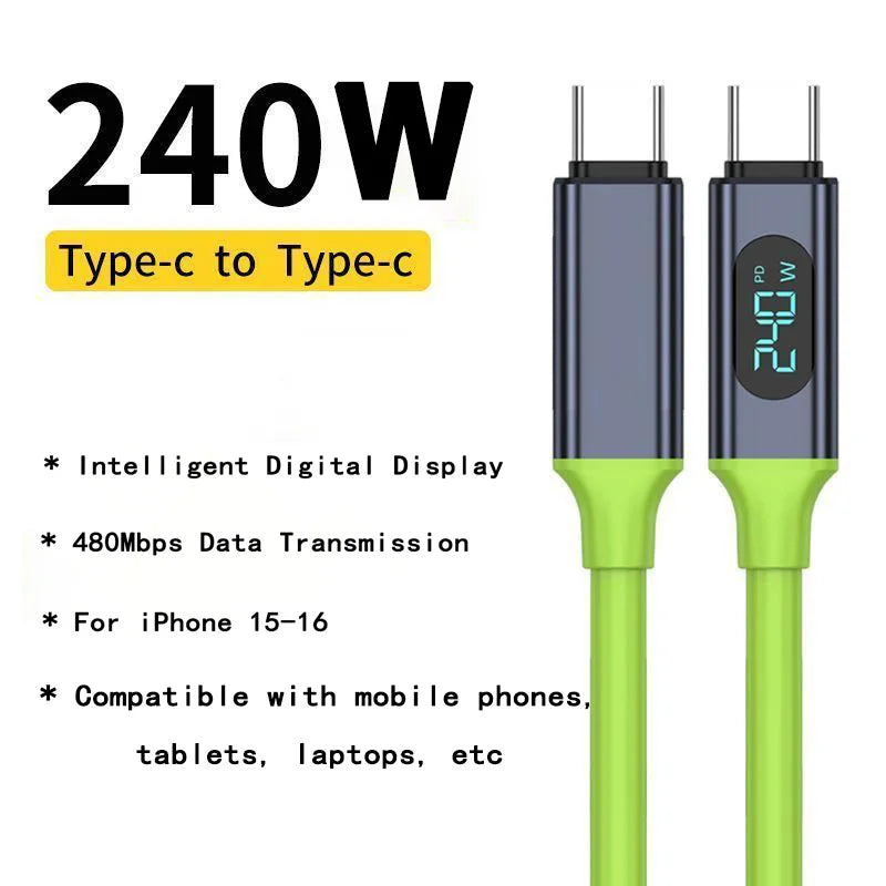 240W Super Fast Charging USB-C Cable for Mobile Devices