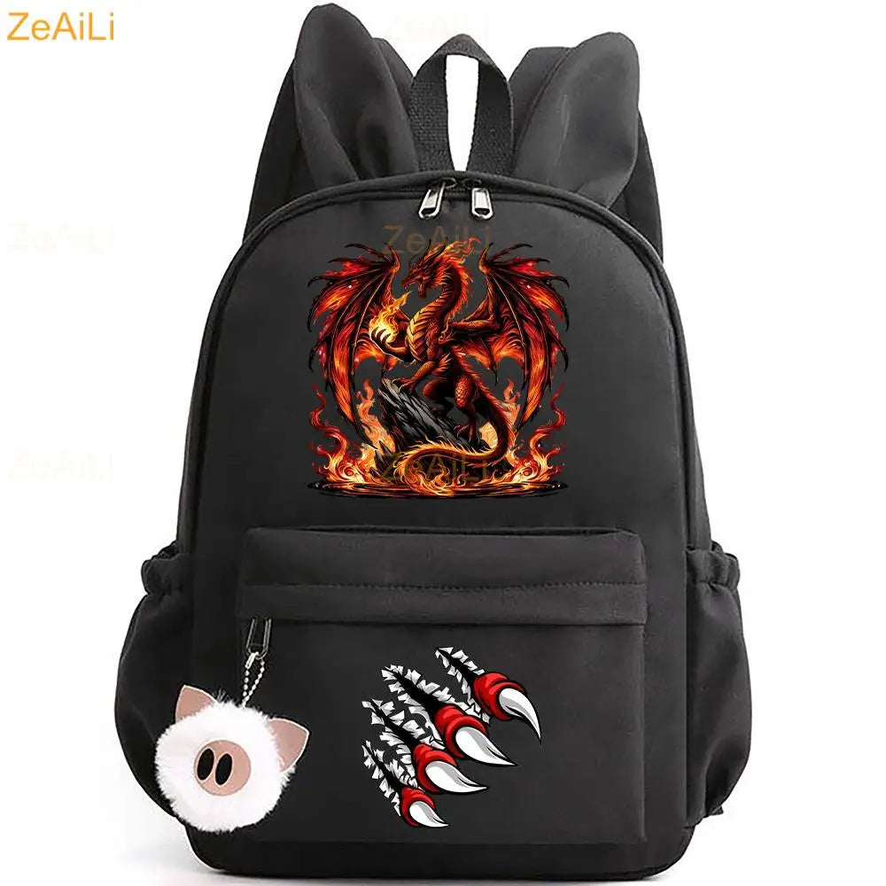 Retro Wolf Head Paw Backpack | Stylish Casual School Rucksack