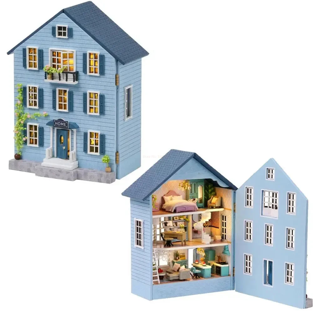 Kit de casa de muñecas en miniatura de madera DIY | Regalo creativo para todas las edades