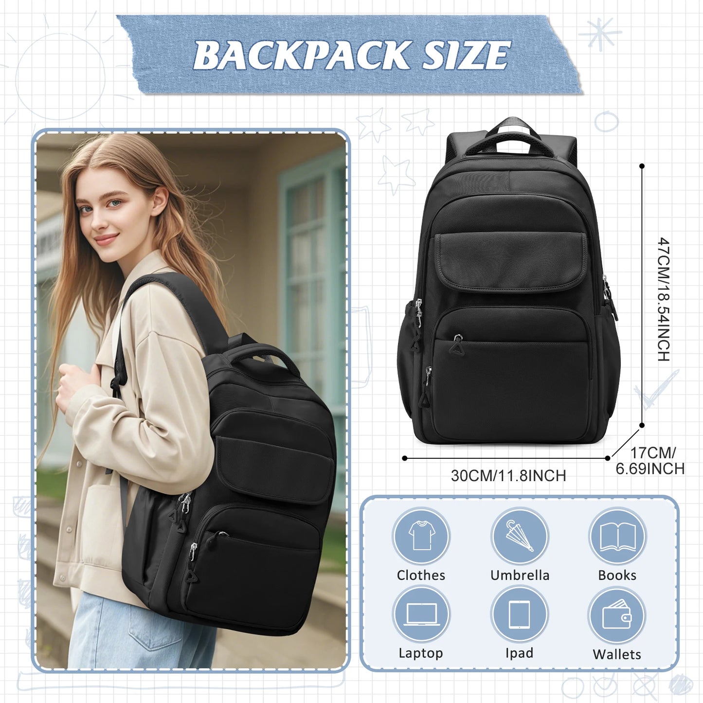 Durable Multi-Pocket Backpack for Women | Stylish School & Travel Bag