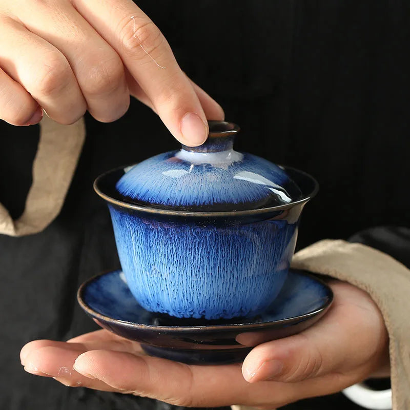 Elegante Juego de Té Kungfu Gaiwan de Cerámica Vintage | Perfecto para Ceremonia