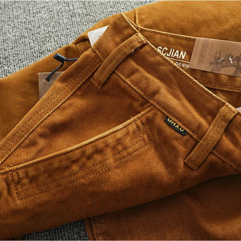 Retro Men's Loose Cargo Pants | Casual Cotton Twill Style