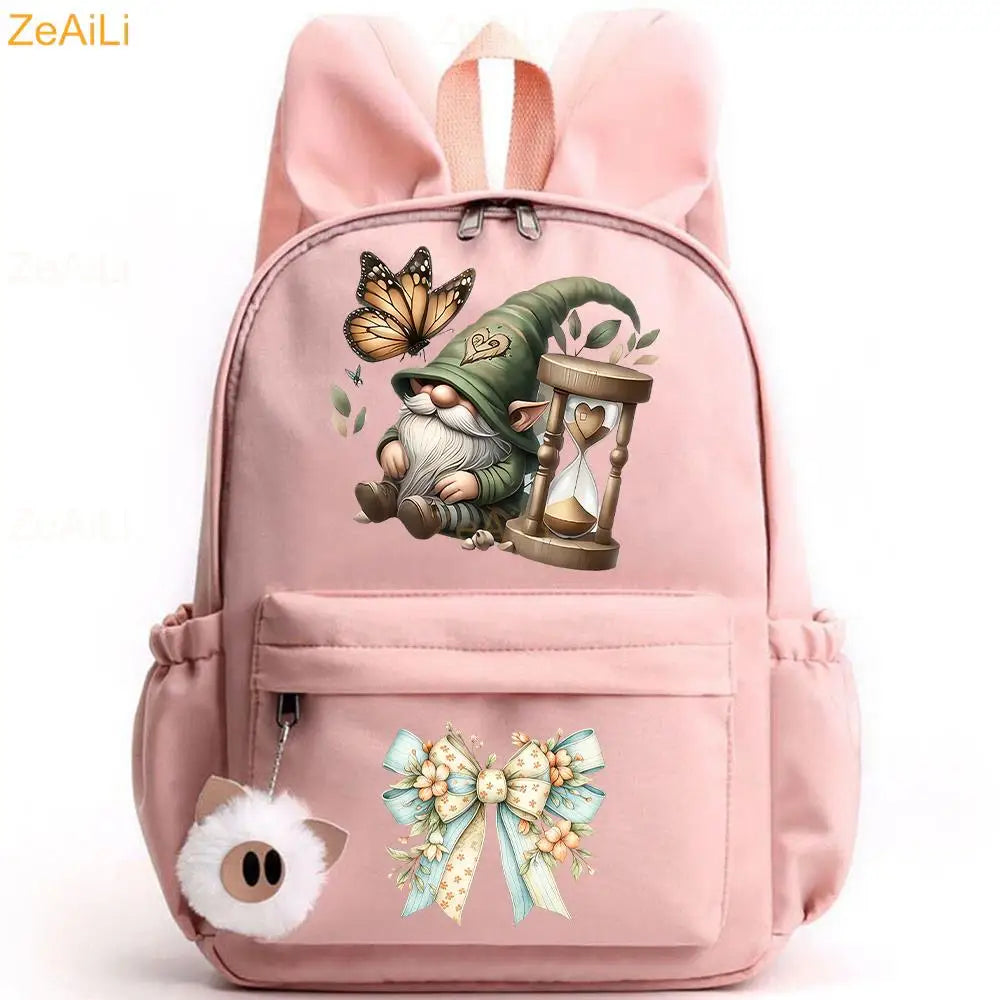 Retro Wolf Head Paw Backpack | Stylish Casual School Rucksack