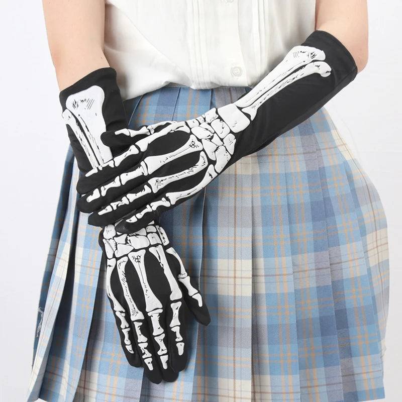Black Punk Fingerless Gloves | Gothic Skeleton Style Accessories