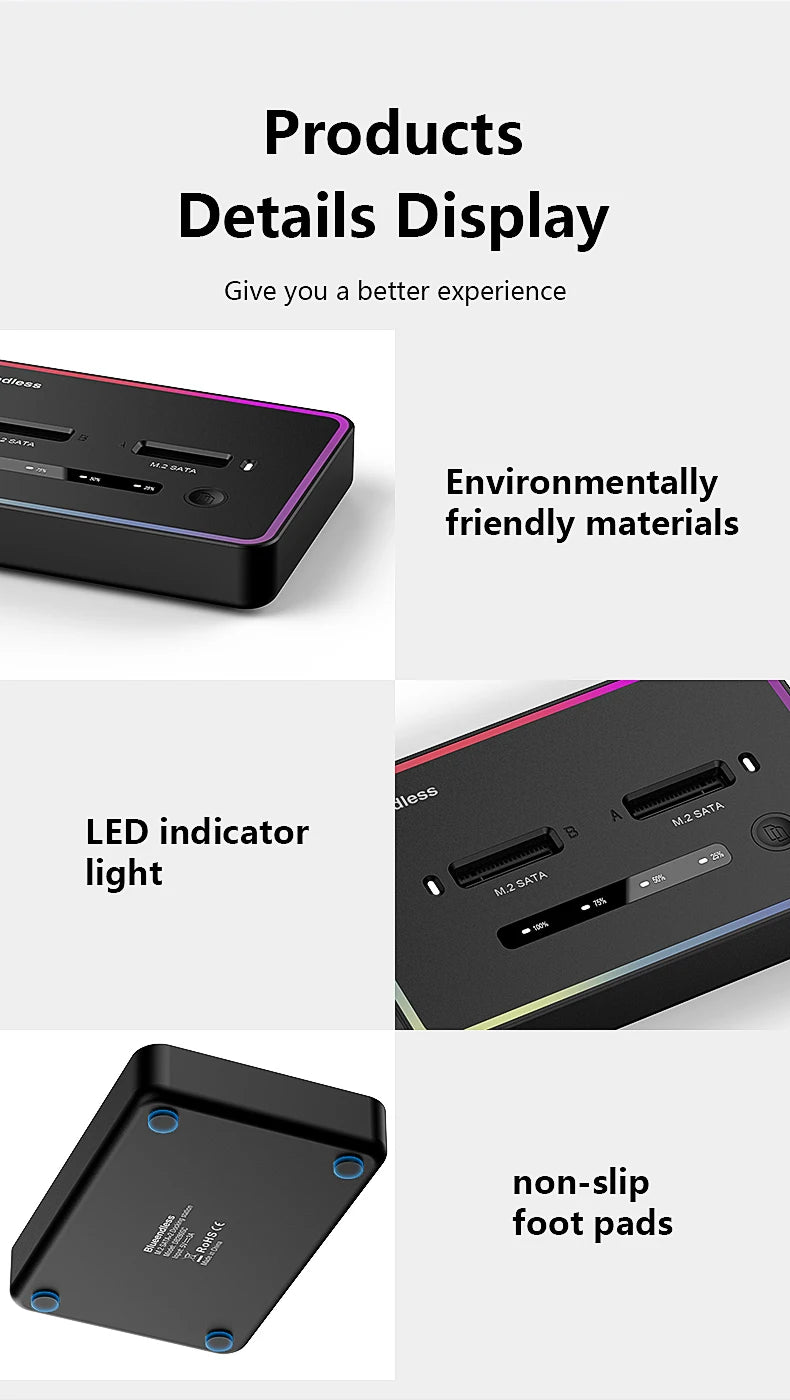 Dual M.2 SATA SSD Docking Station for Offline Cloning
