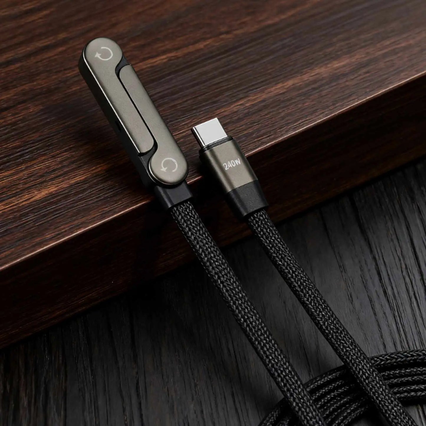 Fast Charge USB-C Braided Cable with Built-in Phone Stand | 240W
