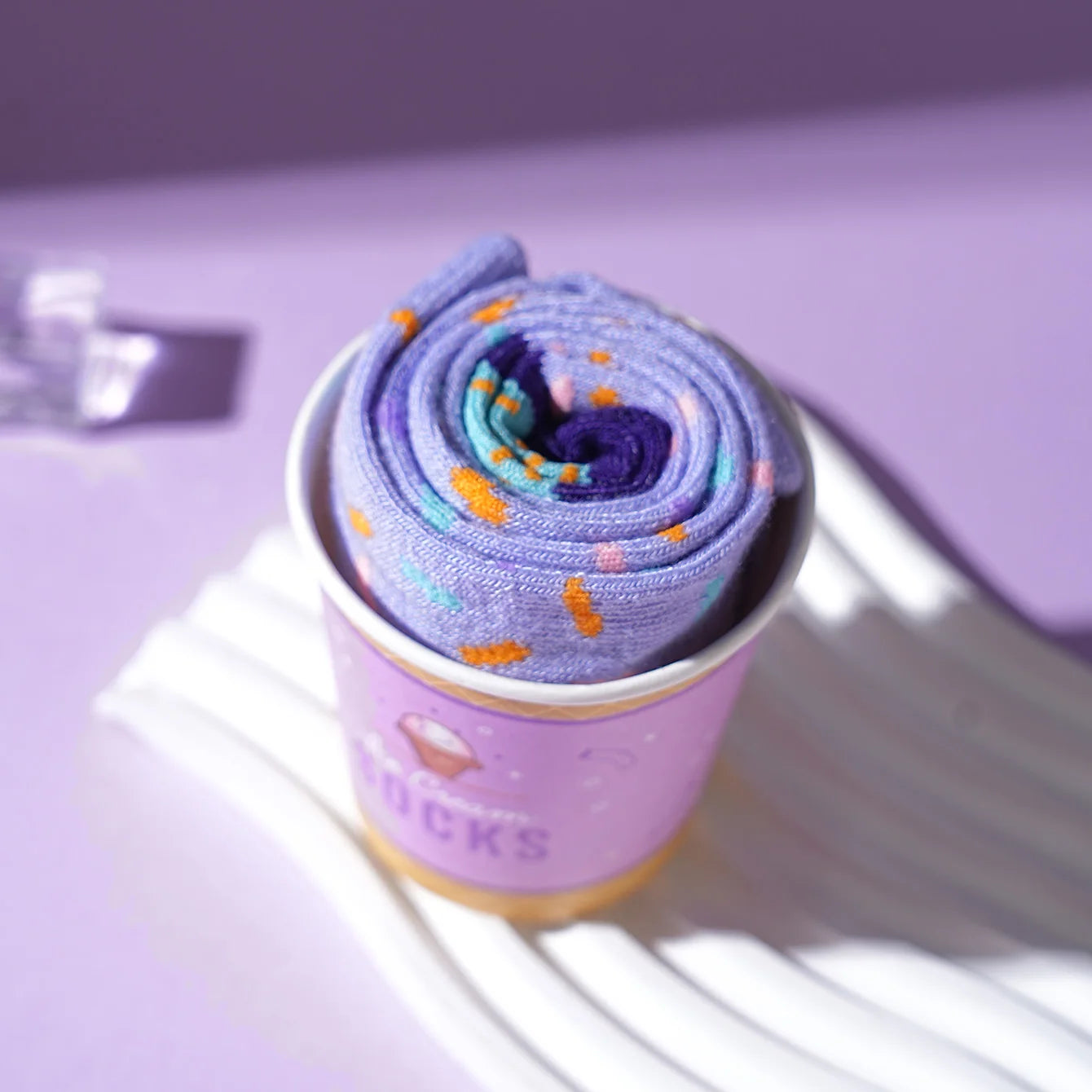 Novelty Blueberry Ice Cream Gift Box Socks | Fun Unisex Mid-Calf