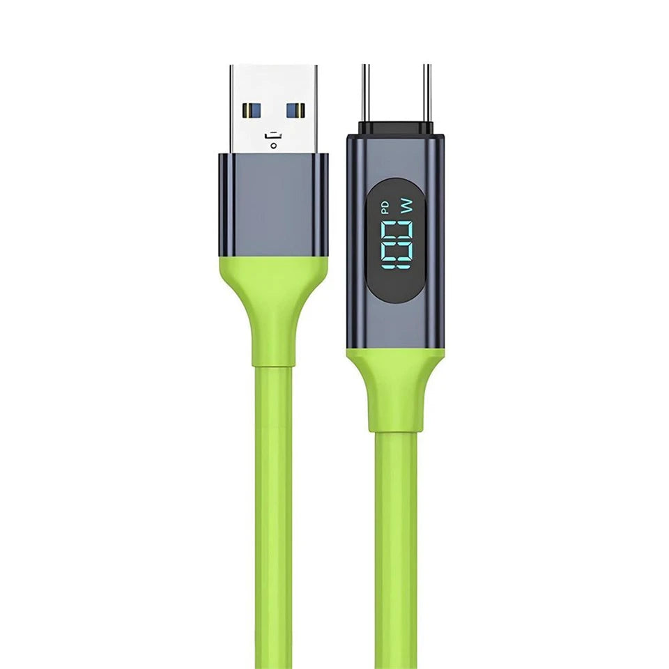 100W USB Type C Cable | Fast Charging Data Cord with LED Display