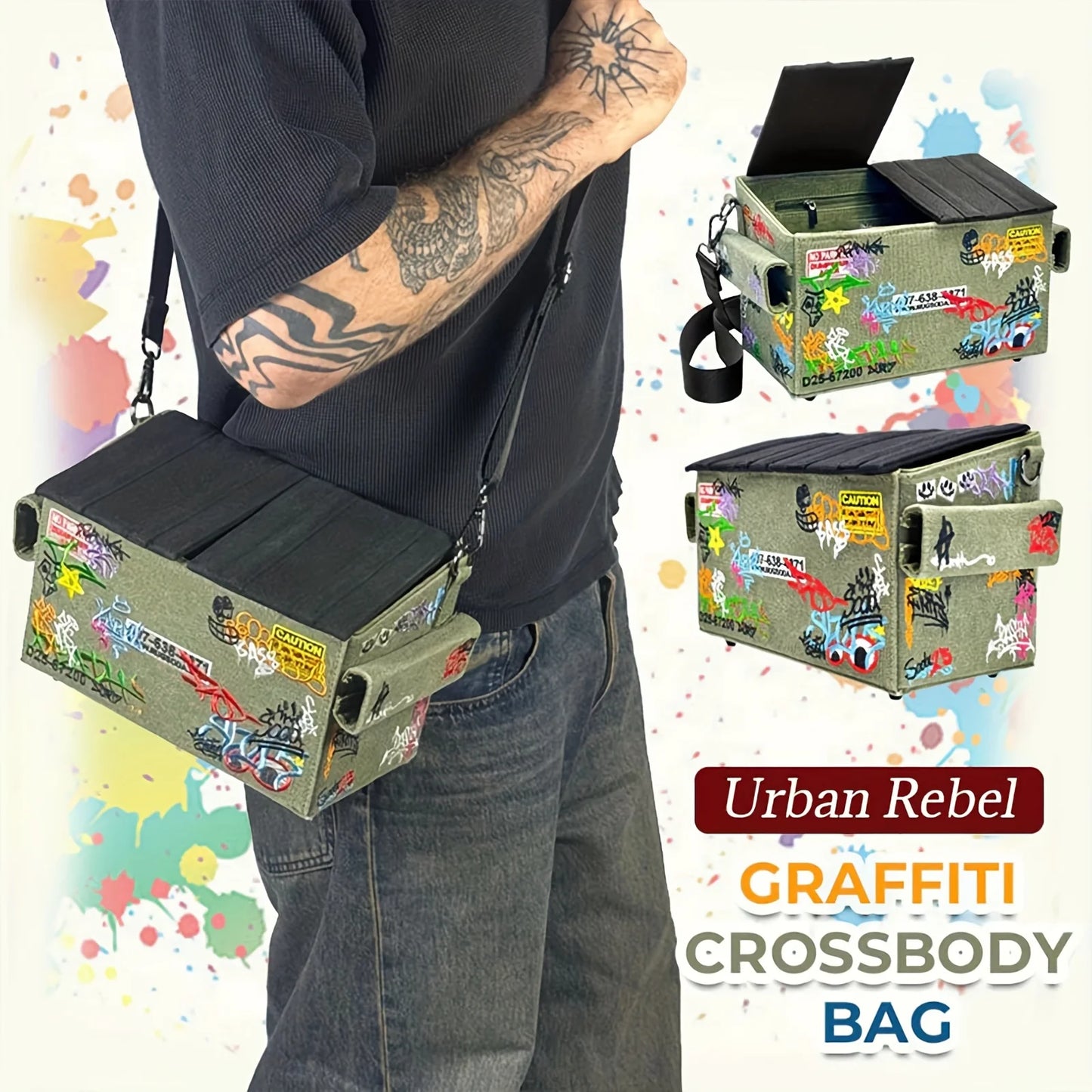 Anime-Themed Crossbody Bag | Large Capacity Graffiti Style