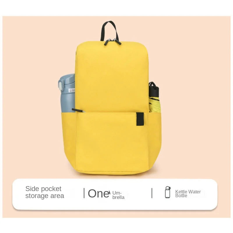 Solid color backpack colorful outdoor student bag small backpack travel bag training class school bag