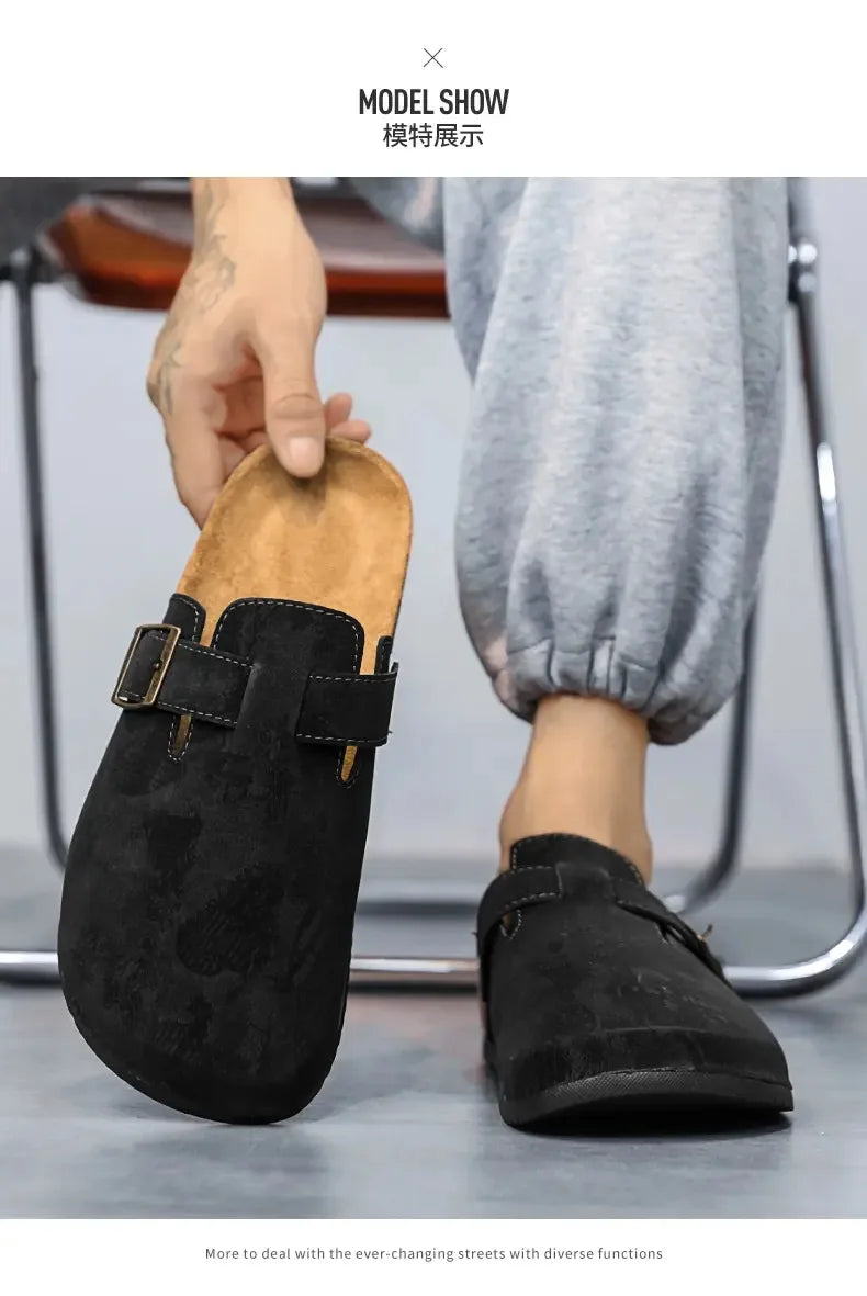 Men's Suede Mules Slippers | Comfortable Clogs with Arch Support