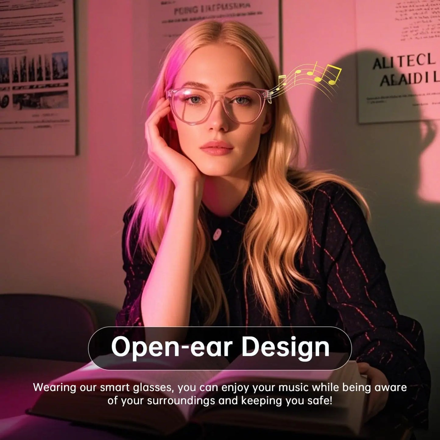 Smart Bluetooth Audio Glasses — Color-Changing Blue-Light Lenses, Touch Control, HD Calls, Hi-Fi Stereo Sound, Bluetooth 5.3 Smart Eyewear