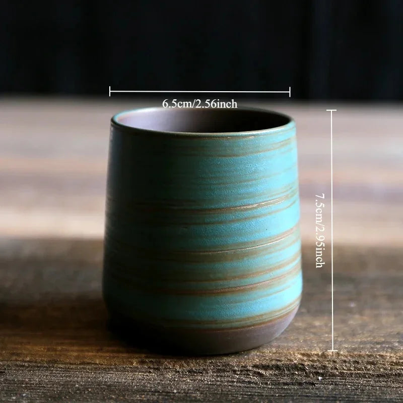 Tazas de café japonesas de gres con gradiente grande | Vajilla elegante