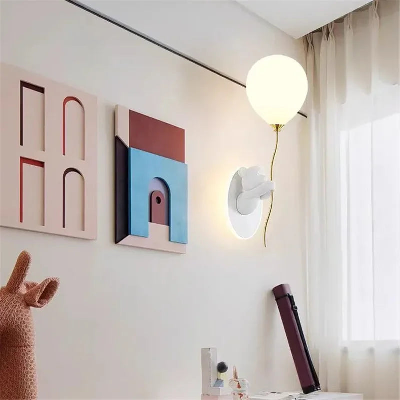 Lámpara de pared de oso creativo | Lámpara suave de globo de dibujos animados para habitaciones infantiles