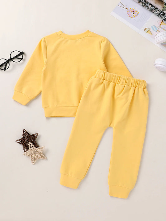 Conjunto de sudadera y pantalones con bloques de color para niños pequeños | Estilo acogedor