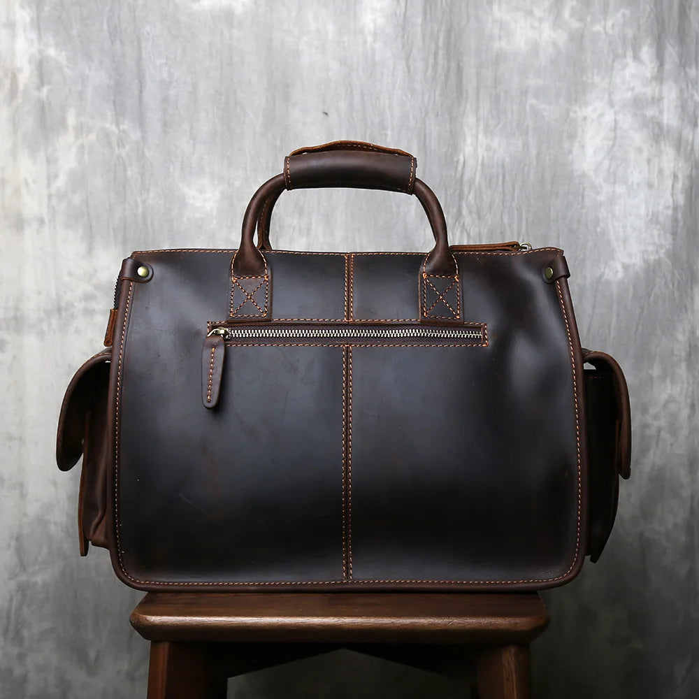 Genuine Leather Retro Men's Handbag | Large Capacity Crossbody Bag