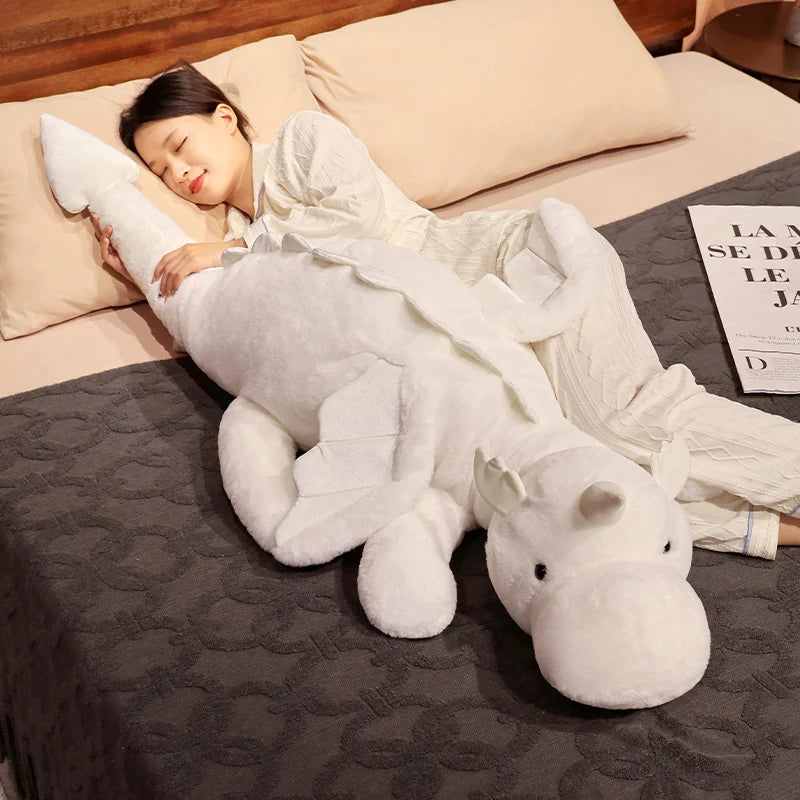 Giant White Dragon Plush Toy | Magical Hug Pillow With Wings