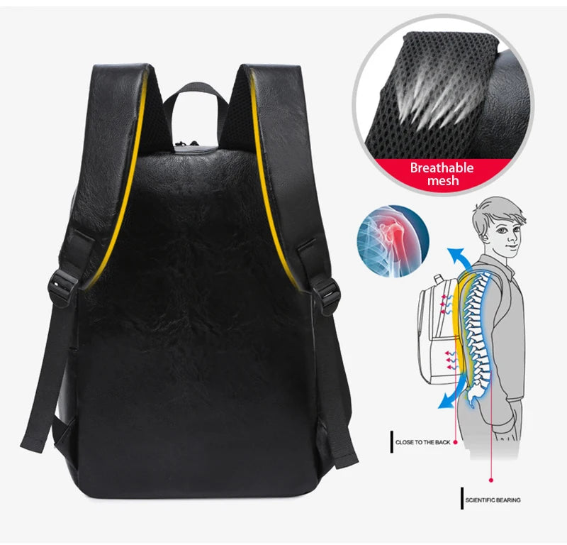Men's Executive PU Leather Backpack | Stylish Office & Travel Bag