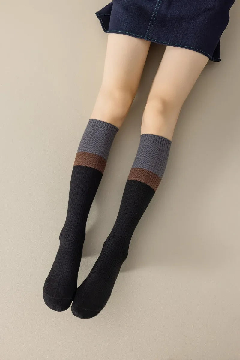 Women's Cotton Color Matching Knee Socks | Fashion-Forward Style