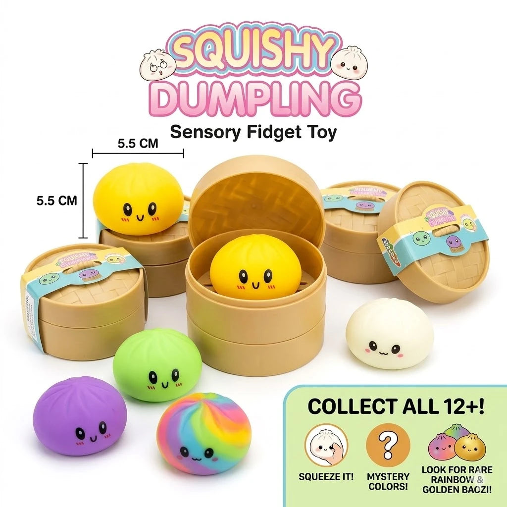 Kawaii 5.5cm Mini Dumpling Squishy Toy Cute Steamed Bun Soft Mochi Fidget Anti Stress Sensory Hand Toys  Party Gift Novelty