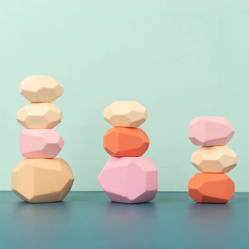 Wooden Sorting Stacking Rocks for Kids | Montessori Learning Toy