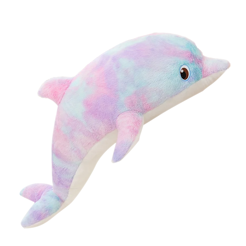 Cute Colorful Dolphin Plush Toy | Soft Cartoon Throw Pillow