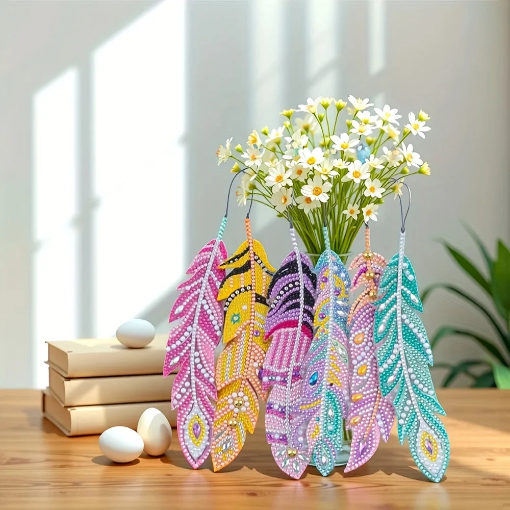 DIY Diamond Art Feather Bookmark Kit - Fun Creative Craft Set