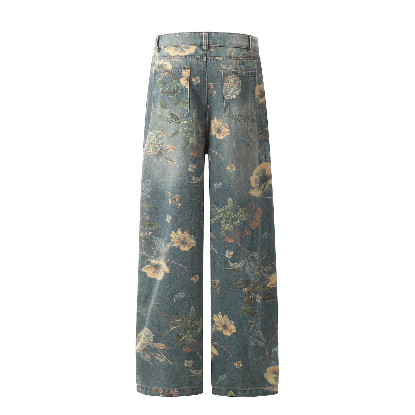 Vintage Floral Wide Leg Denim Pants | Trendy Y2K Casual Trousers