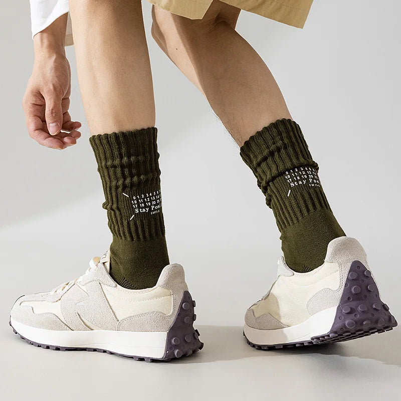 Men's Vintage Knitted Medium Tube Sports Socks | Thick Comfort